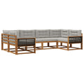 Outdoor-Sofagarnitur mit Kissen 6 pcs Natürlich und Hellgrau