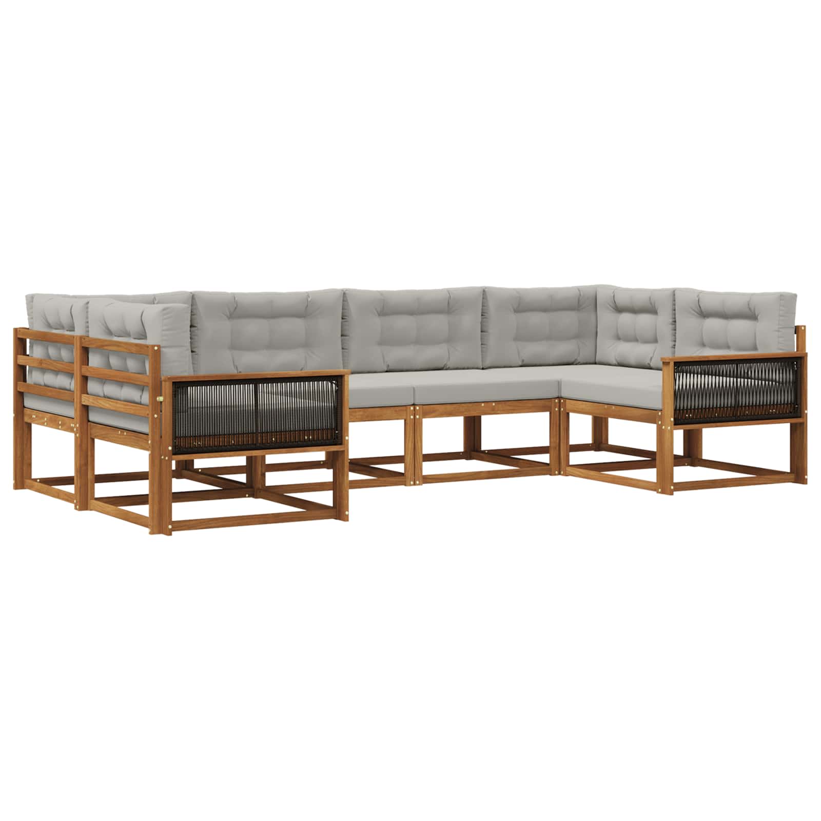 Outdoor-Sofagarnitur mit Kissen 6 pcs Natürlich und Hellgrau