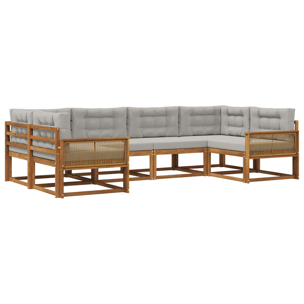 Outdoor-Sofagarnitur mit Kissen 6 pcs Natürlich und Hellgrau