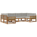 Outdoor-Sofagarnitur mit Kissen 6 pcs Natürlich und Hellgrau
