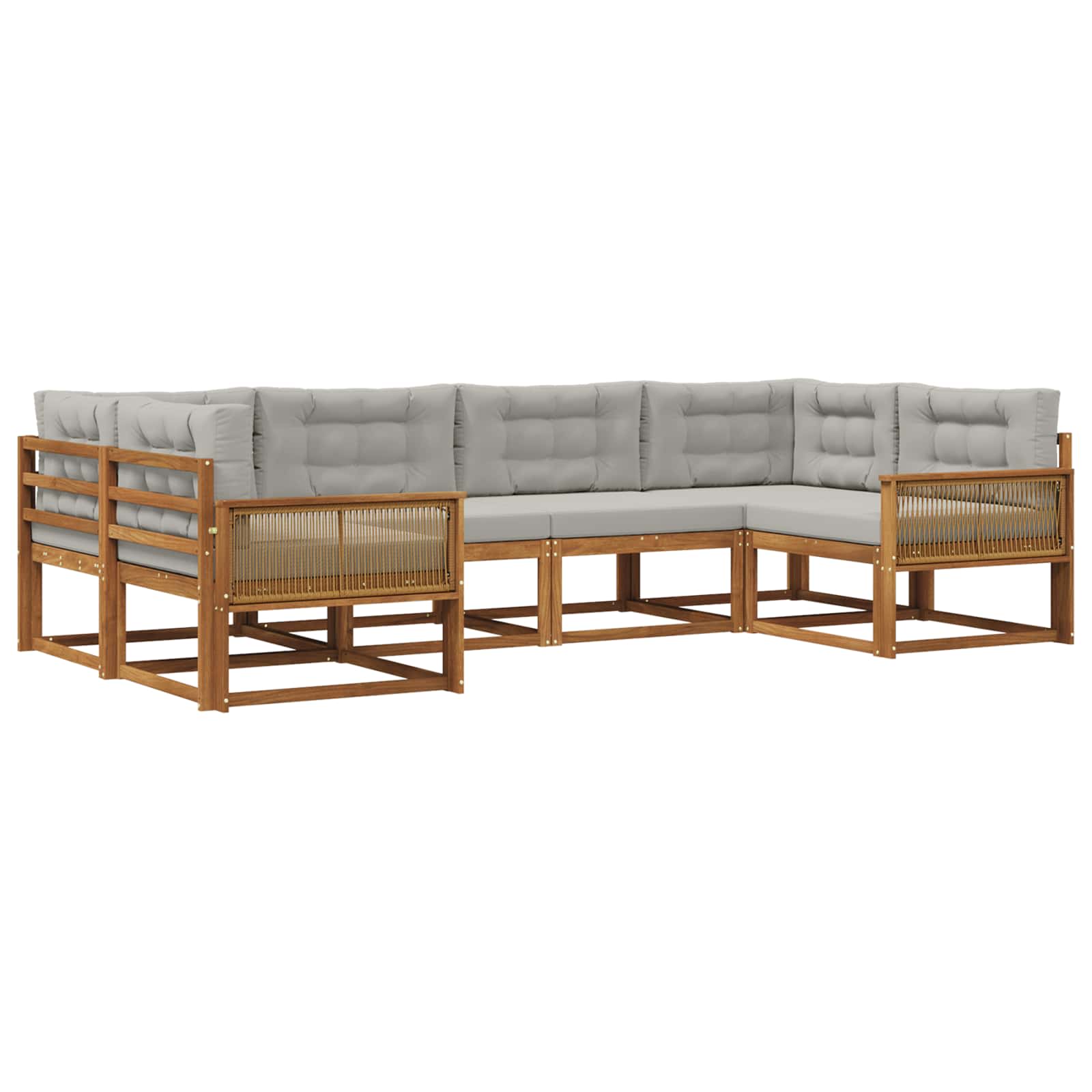 Outdoor-Sofagarnitur mit Kissen 6 pcs Natürlich und Hellgrau