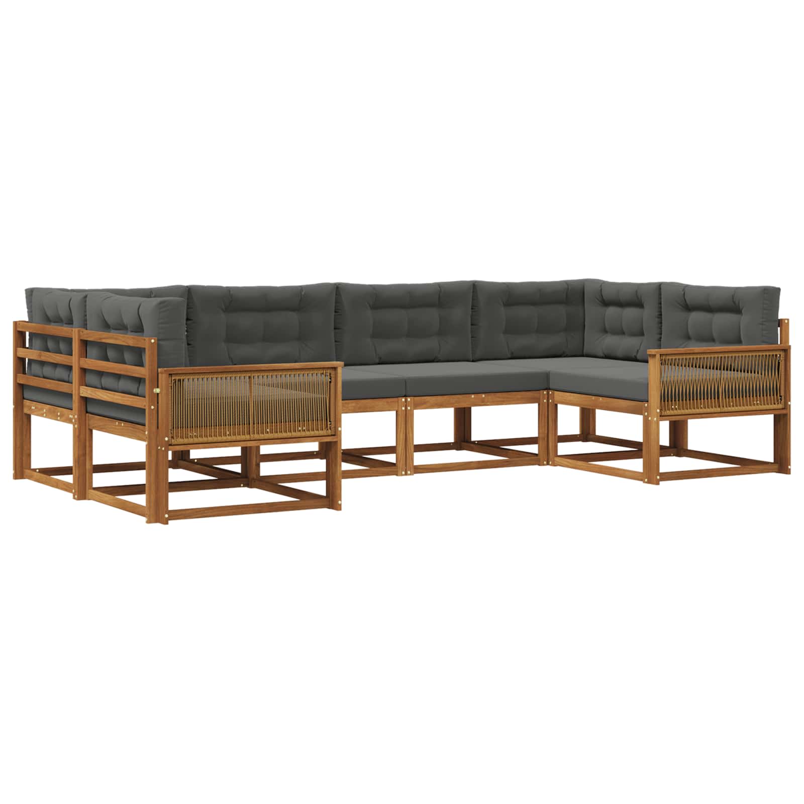 Outdoor-Sofagarnitur mit Kissen 6 pcs Natur und Anthrazit