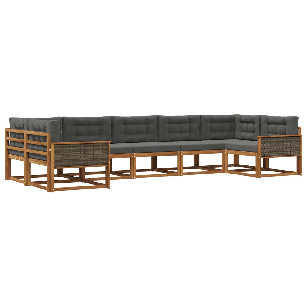 Outdoor-Sofagarnitur mit Kissen 7 pcs Natur und Anthrazit