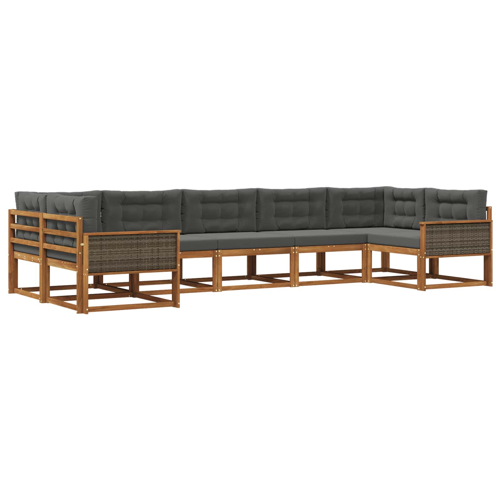 Outdoor-Sofagarnitur mit Kissen 7 pcs Natur und Anthrazit