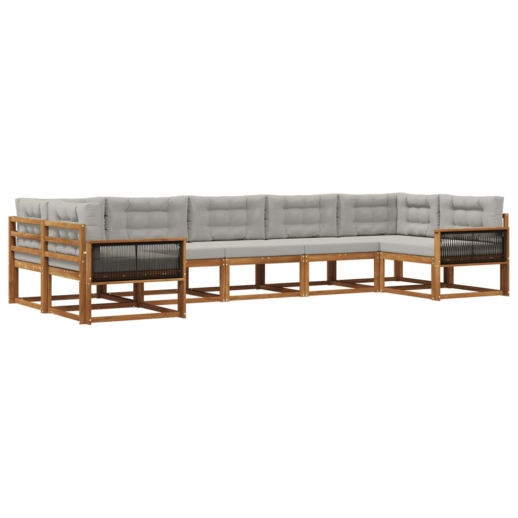 Outdoor-Sofagarnitur mit Kissen 7 pcs Natürlich und Hellgrau