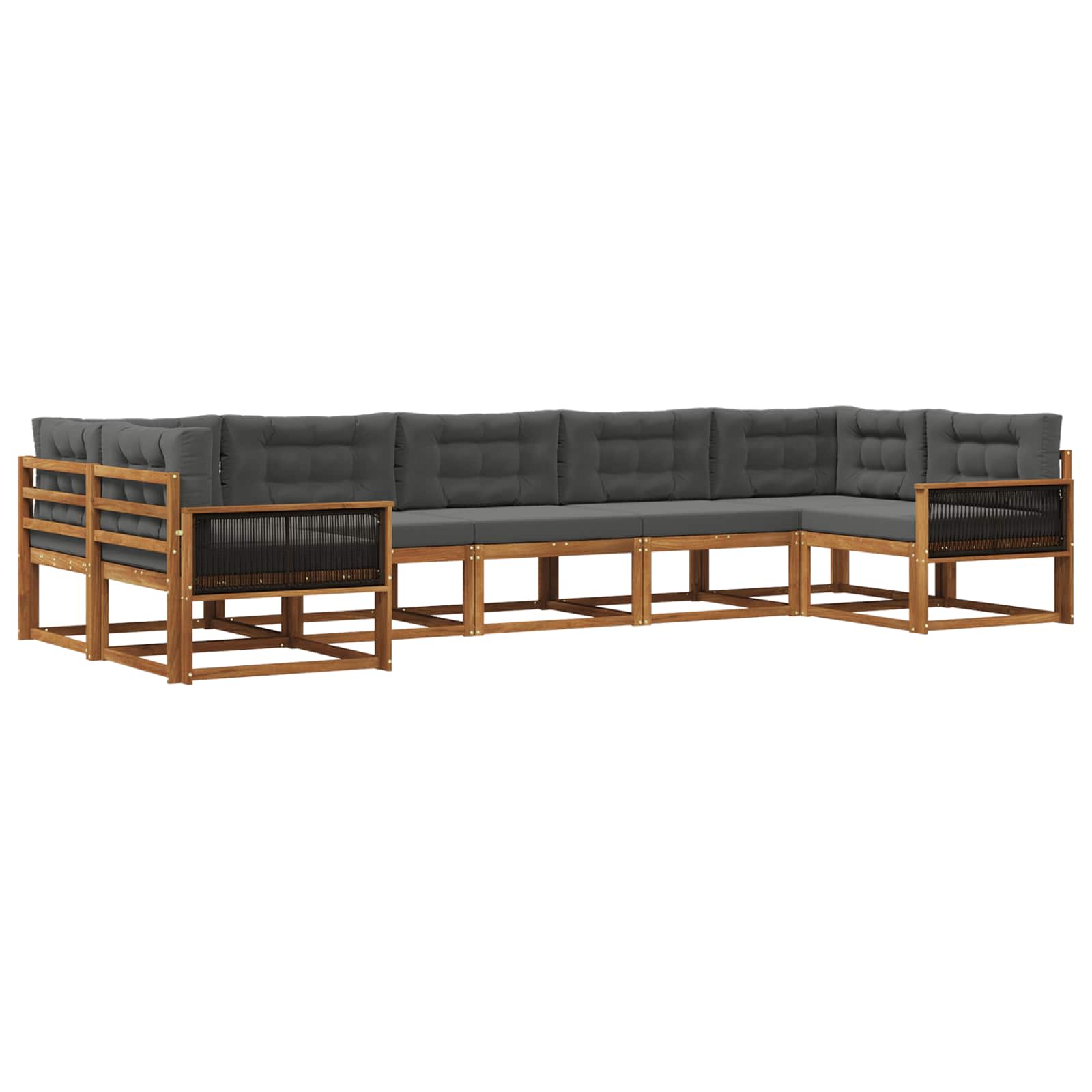 Outdoor-Sofagarnitur mit Kissen 7 pcs Natur und Anthrazit