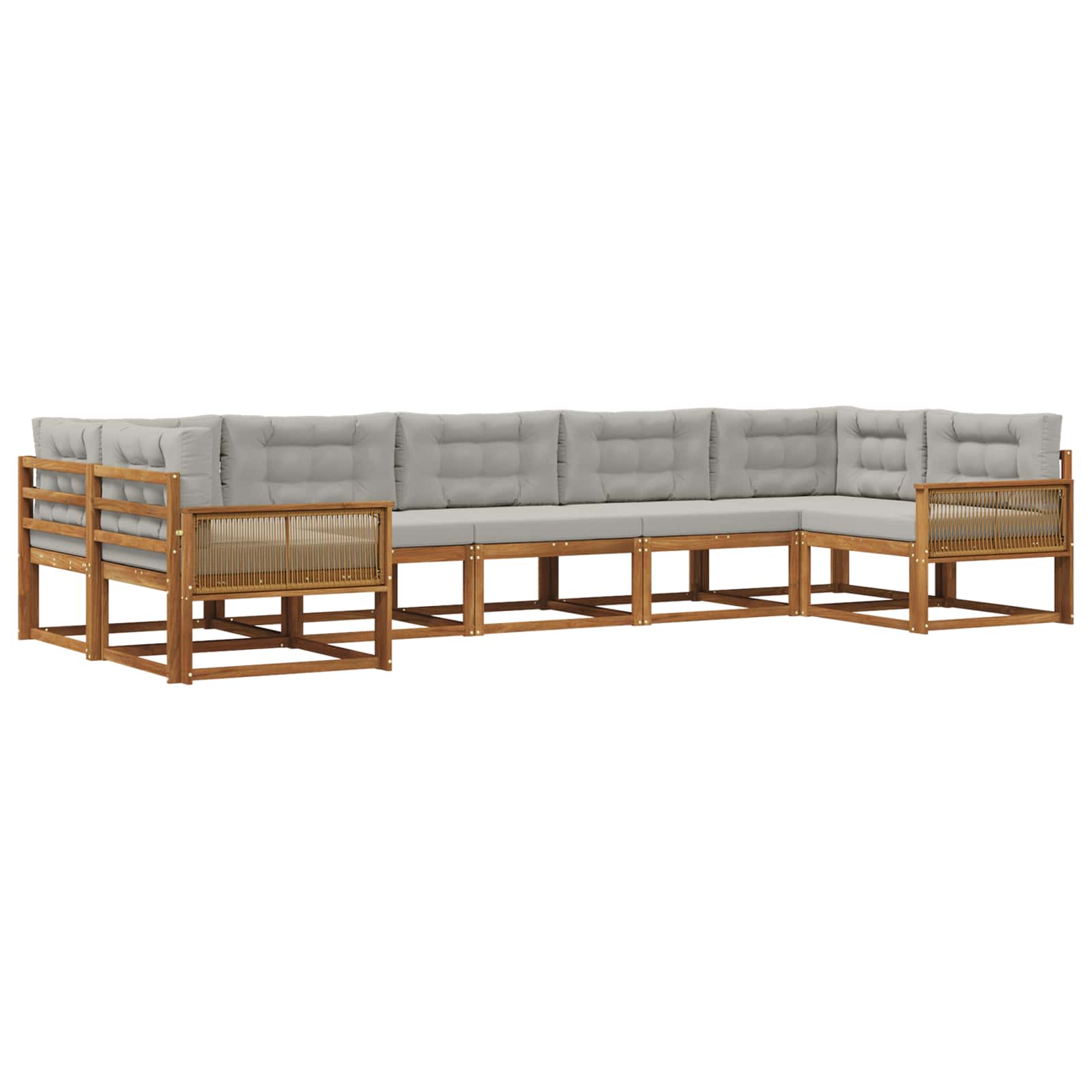 Outdoor-Sofagarnitur mit Kissen 7 pcs Natürlich und Hellgrau