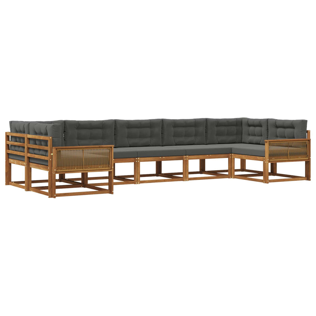 Outdoor-Sofagarnitur mit Kissen 7 pcs Natur und Anthrazit