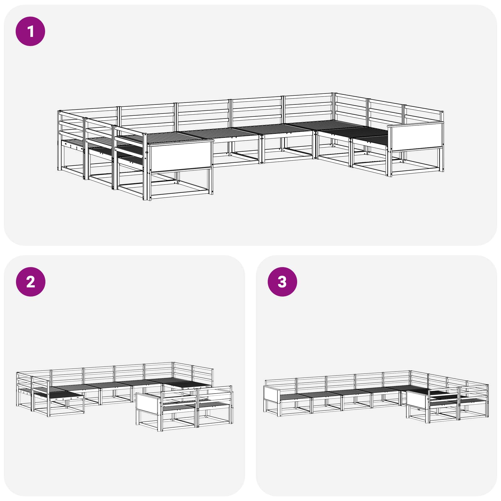 Outdoor-Sofagarnitur 9 pcs Natur Massivholz Akazie