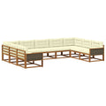 Outdoor-Sofagarnitur mit Kissen 9 pcs Natur und Creme