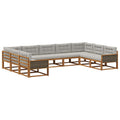 Outdoor-Sofagarnitur mit Kissen 9 pcs Natürlich und Hellgrau