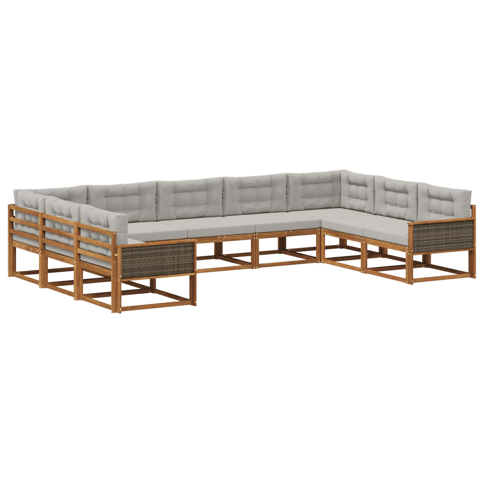 Outdoor-Sofagarnitur mit Kissen 9 pcs Natürlich und Hellgrau