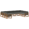 Outdoor-Sofagarnitur mit Kissen 9 pcs Natur und Anthrazit
