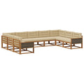 Outdoor-Sofagarnitur mit Kissen 9 pcs Natur und Beige