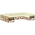Outdoor-Sofagarnitur mit Kissen 9 pcs Natur und Creme