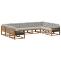 Outdoor-Sofagarnitur mit Kissen 9 pcs Natürlich und Hellgrau