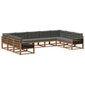 Outdoor-Sofagarnitur mit Kissen 9 pcs Natur und Anthrazit