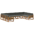 Outdoor-Sofagarnitur mit Kissen 9 pcs Natur und Anthrazit