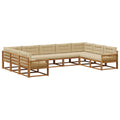 Outdoor-Sofagarnitur mit Kissen 9 pcs Natur und Beige
