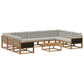 Outdoor-Sofagarnitur mit Kissen 10 pcs Natürlich und Hellgrau
