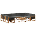 Outdoor-Sofagarnitur mit Kissen 10 pcs Natur und Anthrazit
