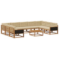 Outdoor-Sofagarnitur mit Kissen 10 pcs Natur und Beige