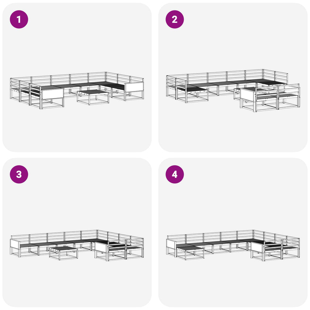 Outdoor-Sofagarnitur 10 pcs Natur Massivholz Akazie