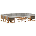 Outdoor-Sofagarnitur mit Kissen 10 pcs Natürlich und Hellgrau
