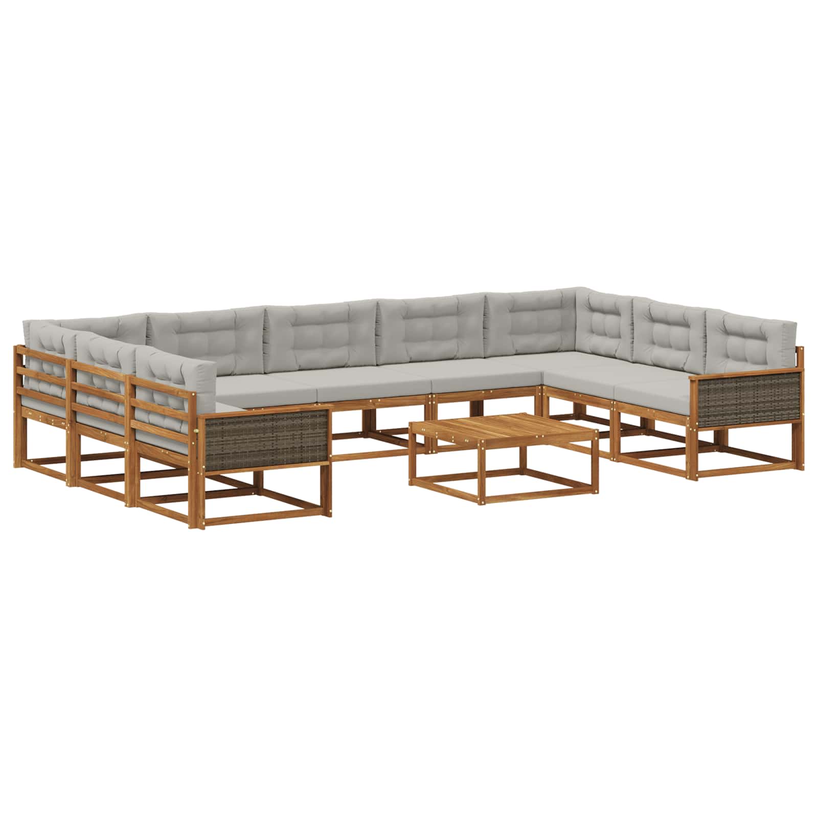 Outdoor-Sofagarnitur mit Kissen 10 pcs Natürlich und Hellgrau