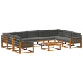 Outdoor-Sofagarnitur mit Kissen 10 pcs Natur und Anthrazit