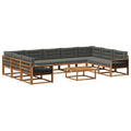 Outdoor-Sofagarnitur mit Kissen 10 pcs Natur und Anthrazit