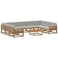 Outdoor-Sofagarnitur mit Kissen 10 pcs Natürlich und Hellgrau