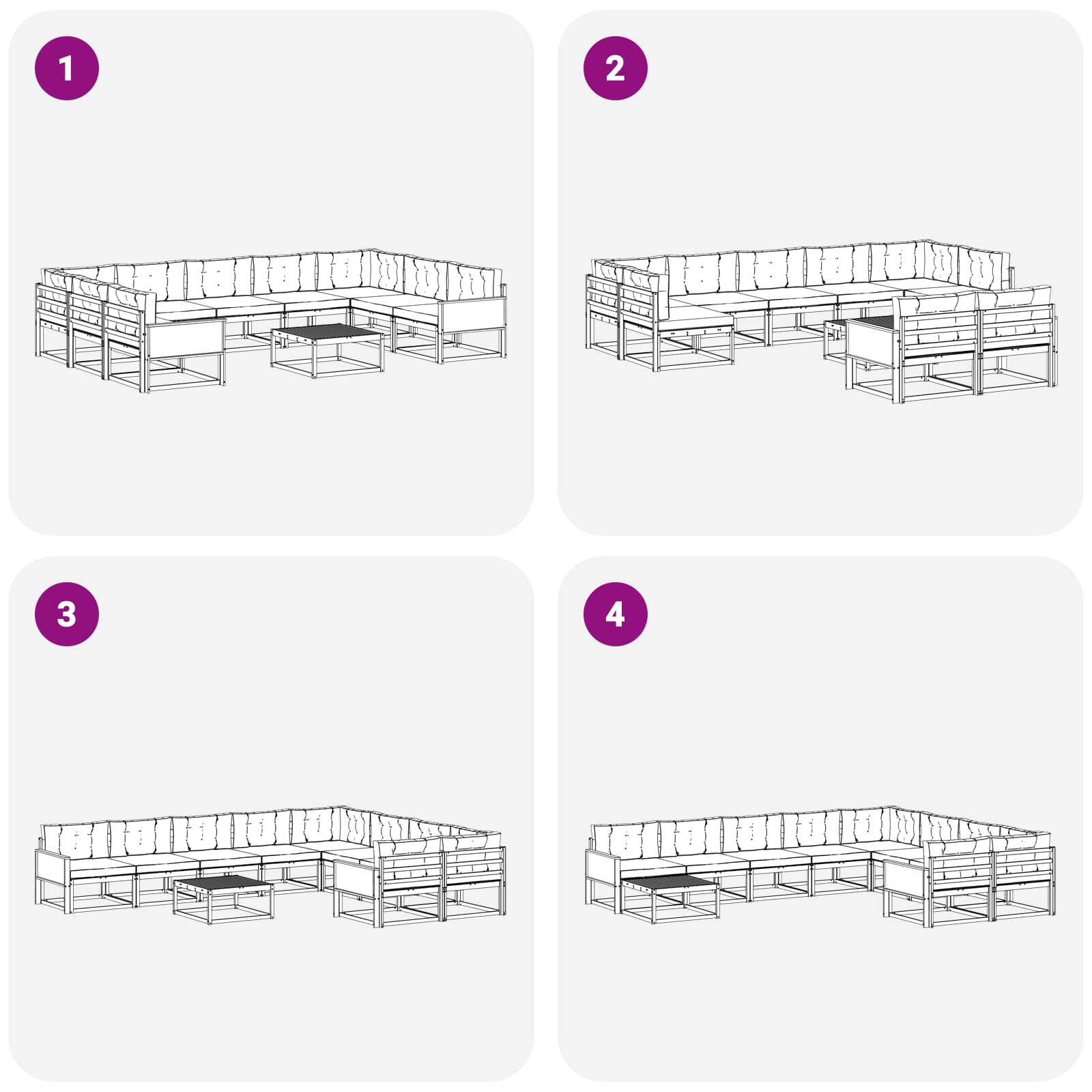 Outdoor-Sofagarnitur mit Kissen 10 pcs Natürlich und Hellgrau