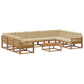 Outdoor-Sofagarnitur mit Kissen 10 pcs Natur und Beige
