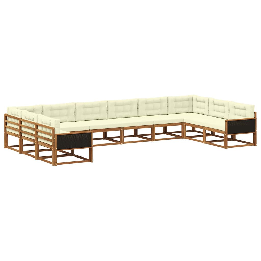 Outdoor-Sofagarnitur mit Kissen 10 pcs Natur und Creme