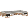 Outdoor-Sofagarnitur mit Kissen 10 pcs Natürlich und Hellgrau