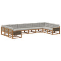 Outdoor-Sofagarnitur mit Kissen 10 pcs Natürlich und Hellgrau