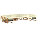 Outdoor-Sofagarnitur mit Kissen 10 pcs Natur und Creme