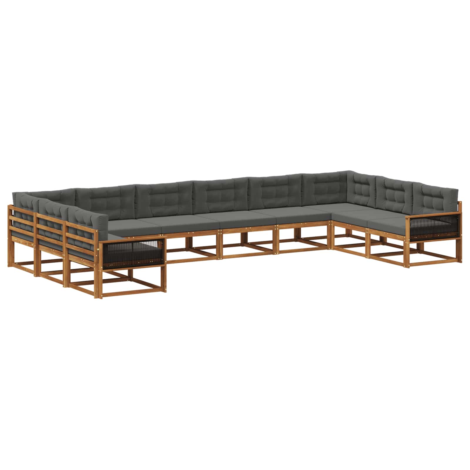 Outdoor-Sofagarnitur mit Kissen 10 pcs Natur und Anthrazit