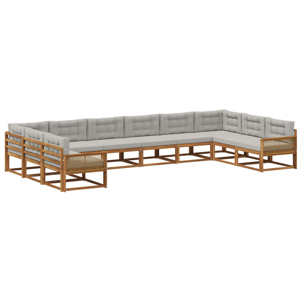 Outdoor-Sofagarnitur mit Kissen 10 pcs Natürlich und Hellgrau