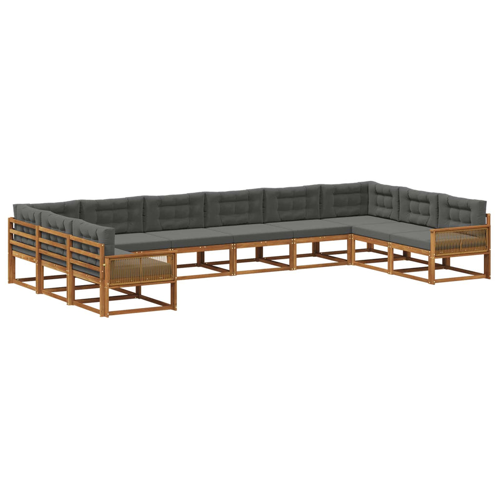 Outdoor-Sofagarnitur mit Kissen 10 pcs Natur und Anthrazit