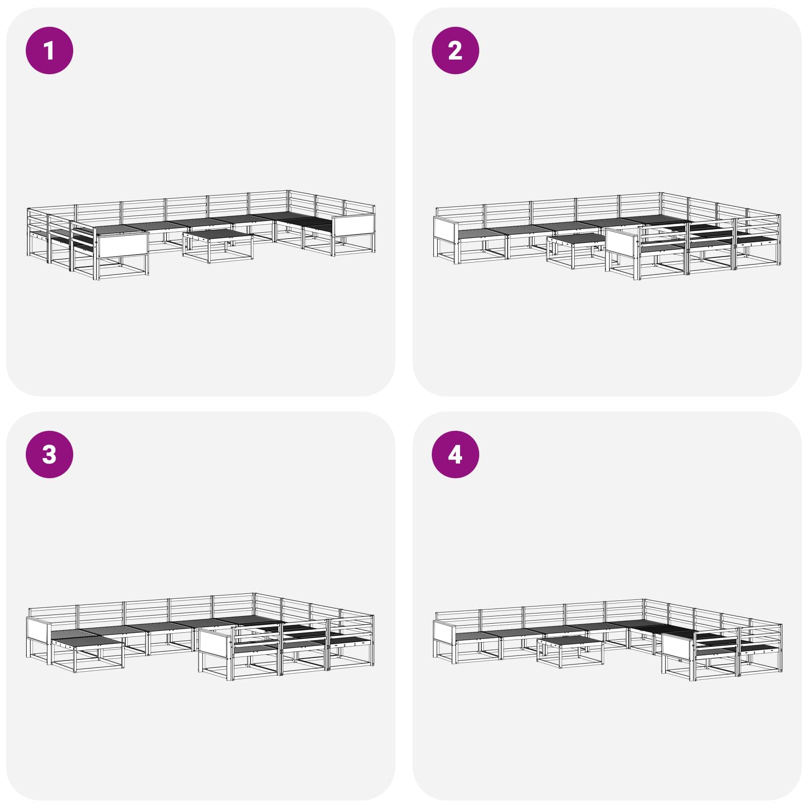 Outdoor-Sofagarnitur 11 pcs Natur Massivholz Akazie