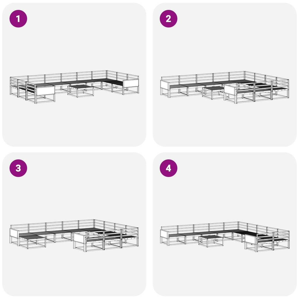 Outdoor-Sofagarnitur 11 pcs Natur Massivholz Akazie