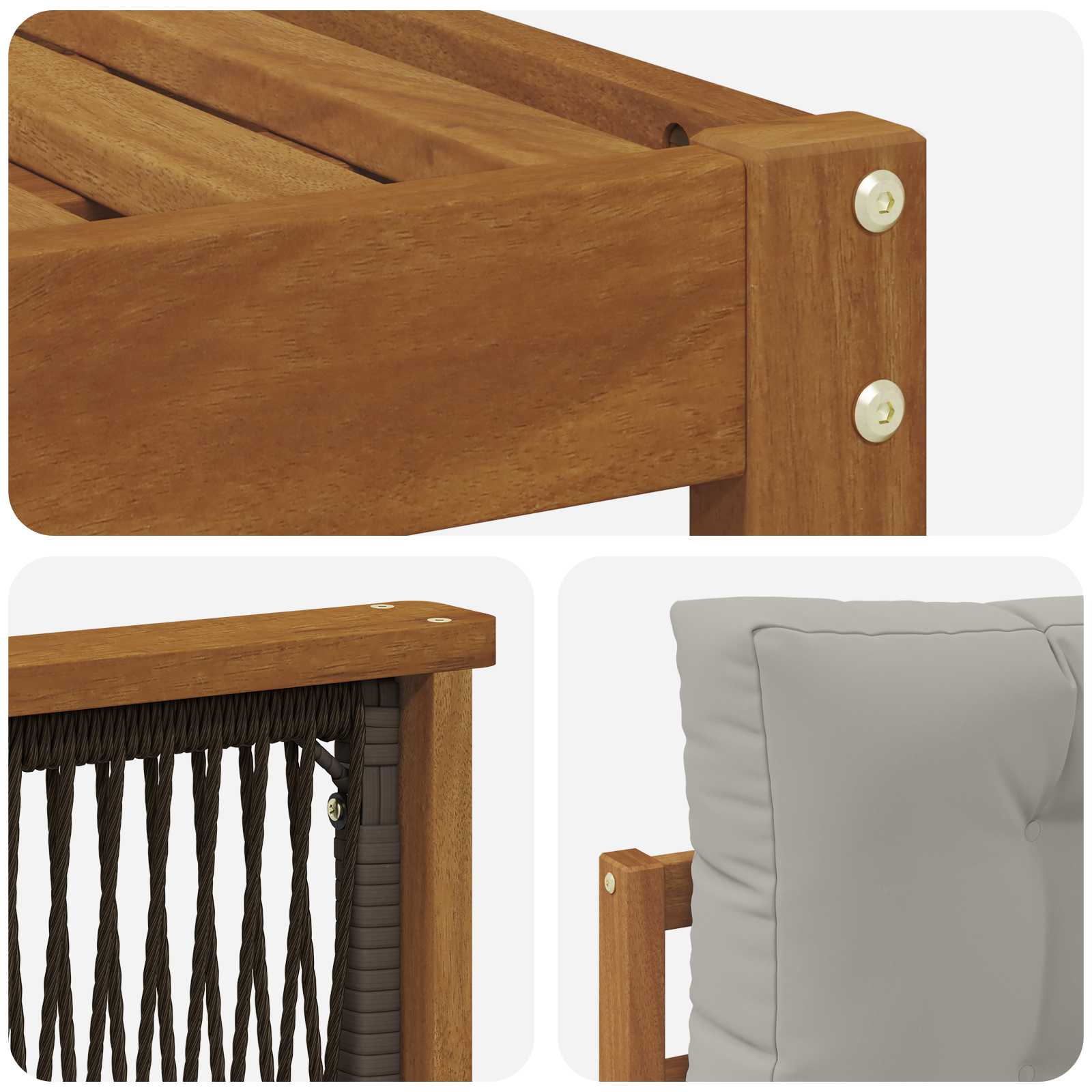Outdoor-Sofagarnitur mit Kissen 11 pcs Natürlich und Hellgrau