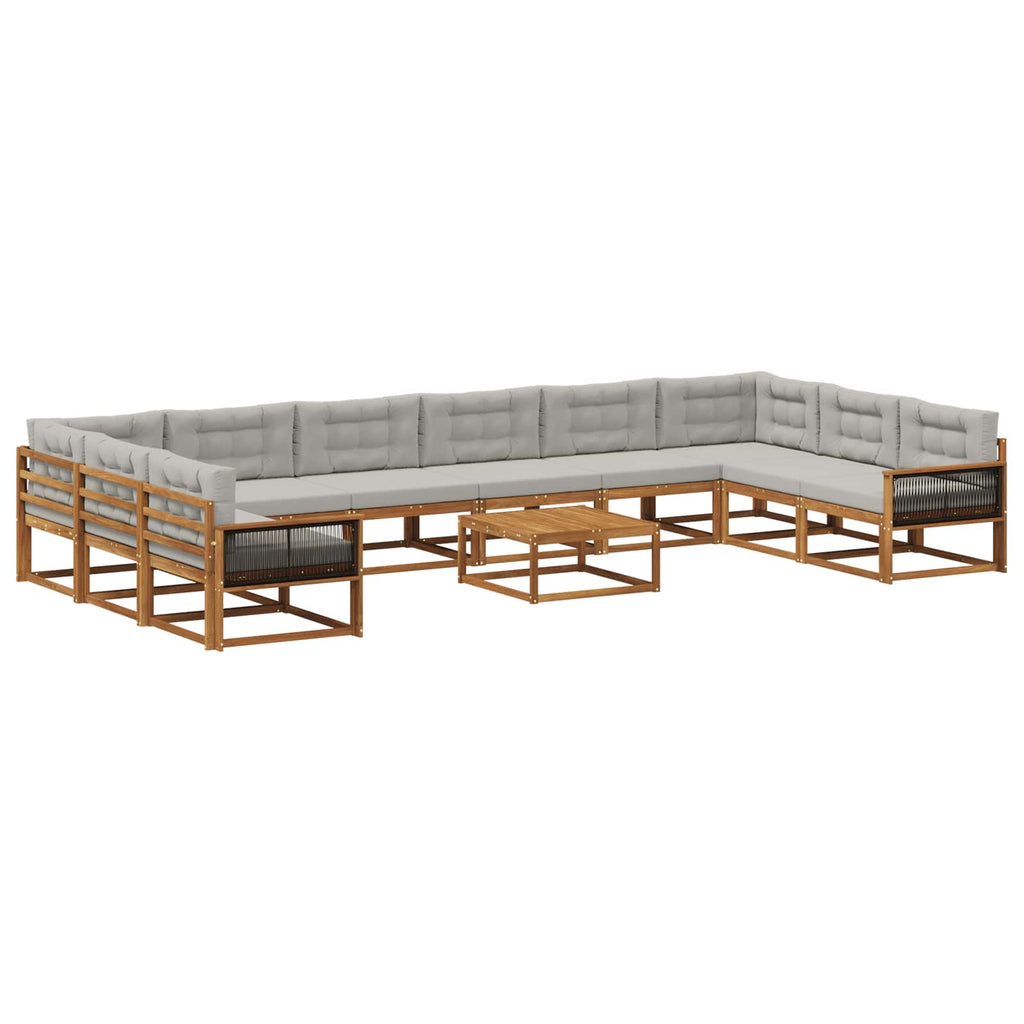 Outdoor-Sofagarnitur mit Kissen 11 pcs Natürlich und Hellgrau