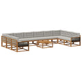 Outdoor-Sofagarnitur mit Kissen 11 pcs Natürlich und Hellgrau