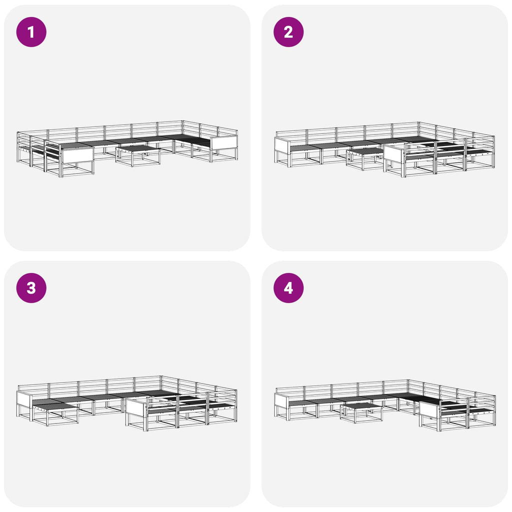 Outdoor-Sofagarnitur 11 pcs Natur Massivholz Akazie