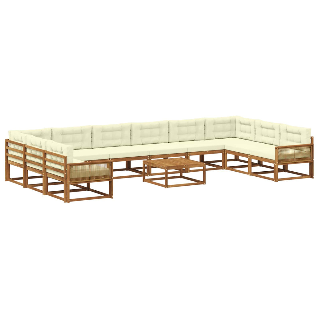 Outdoor-Sofagarnitur mit Kissen 11 pcs Natur und Creme