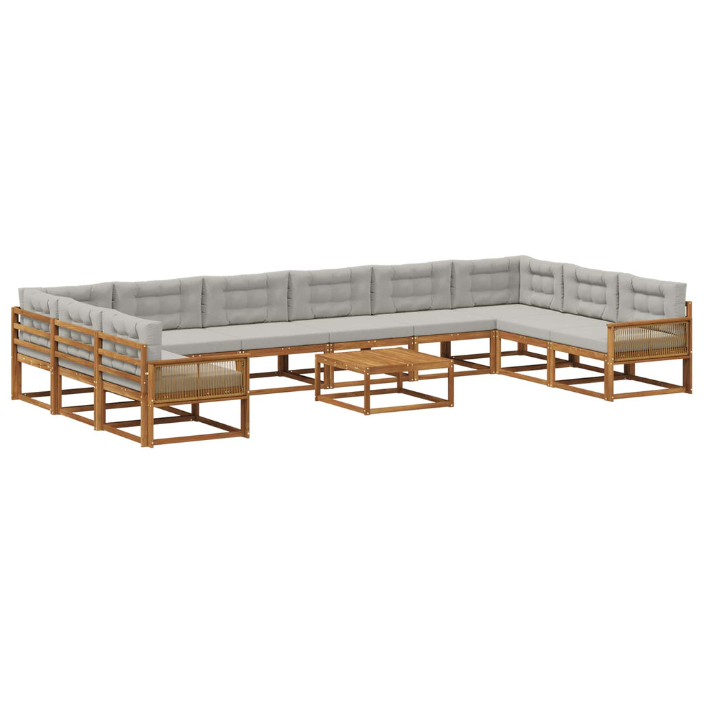 Outdoor-Sofagarnitur mit Kissen 11 pcs Natürlich und Hellgrau