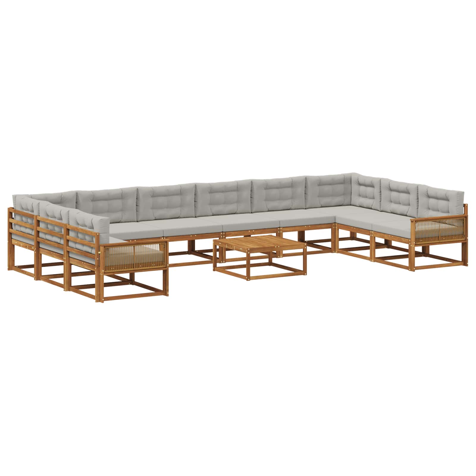 Outdoor-Sofagarnitur mit Kissen 11 pcs Natürlich und Hellgrau